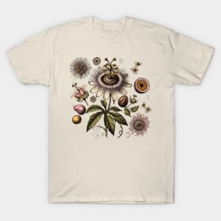 Vintage Passionflower Botanical Life circle T-Shirt